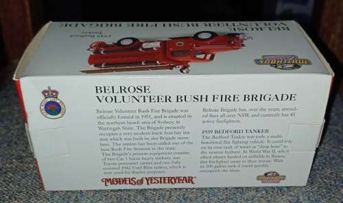 1995 Matchbox Collectibles. fire series ~YFE04/B 1939 Bedford Tanker `Belrose volunteer Bush Brigade