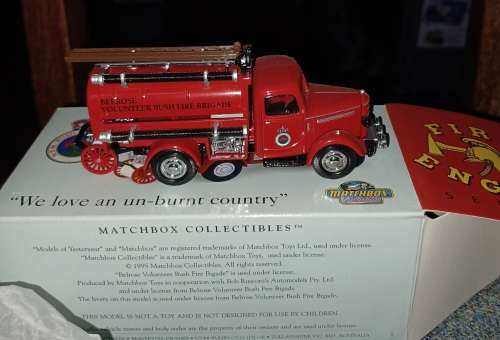 1995 Matchbox Collectibles. fire series ~YFE04/B 1939 Bedford Tanker `Belrose volunteer Bush Brigade