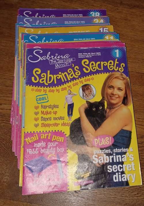 Sabrina`s Secrets ~ 34 Magazines with card board holder