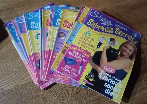 Sabrina`s Secrets ~ 34 Magazines with card board holder