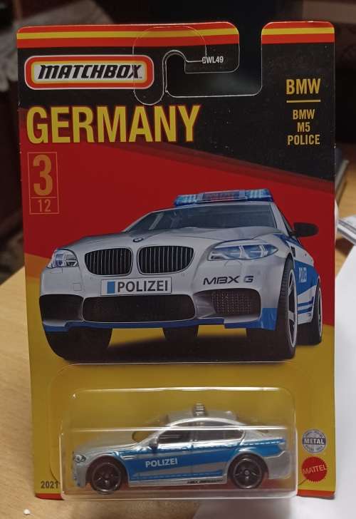 2021 Matchbox Germany ~3/12 2019 BMW M5 Police ~ Mint on Long card