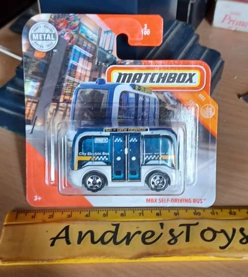 2019 Matchbox ~ 3/100 MBX Self-Driving Bus ~ Mint on Short card