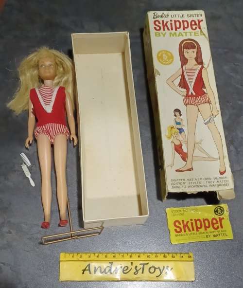 Vintage Barbie Little Sister Brunette Skipper by Mattel Doll / Box 1963 # 0950