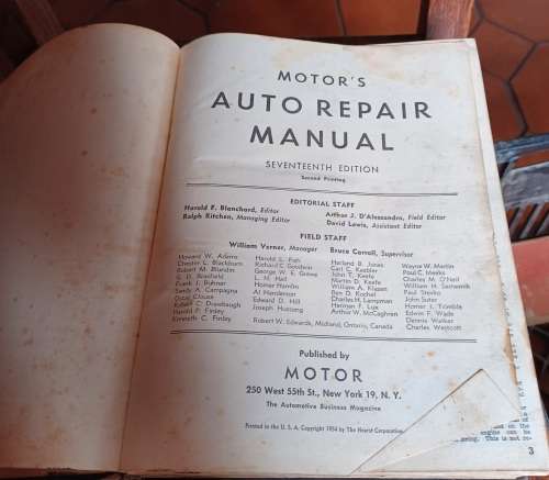 Motor`s Auto Repair Manual ~ 1954 ~ Hard cover