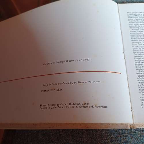 American Cars of the 1930`s ~ Olyslager Auto Library ~ 1971 ~ ISBN 0 7232 1266X ~ Hard cover