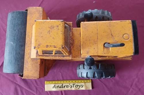 Tonka Vintage Mighty Tonka Orange Steam Roller Pressed Steel All Original