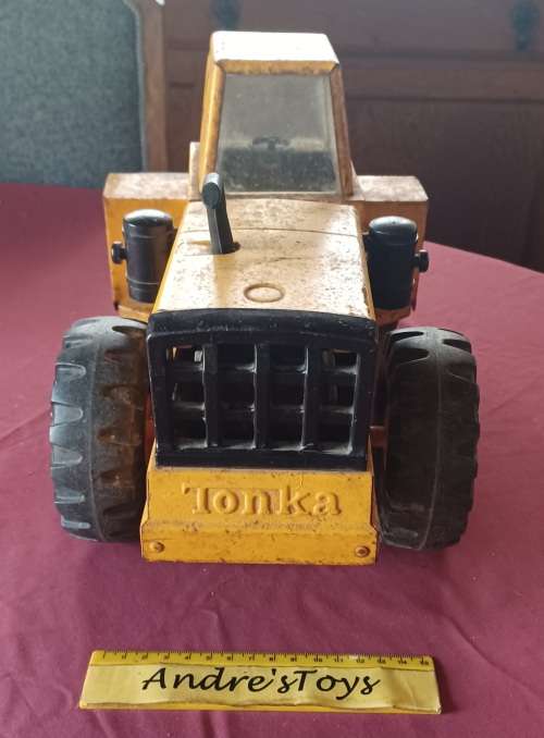 Tonka Vintage Mighty Tonka Orange Steam Roller Pressed Steel All Original