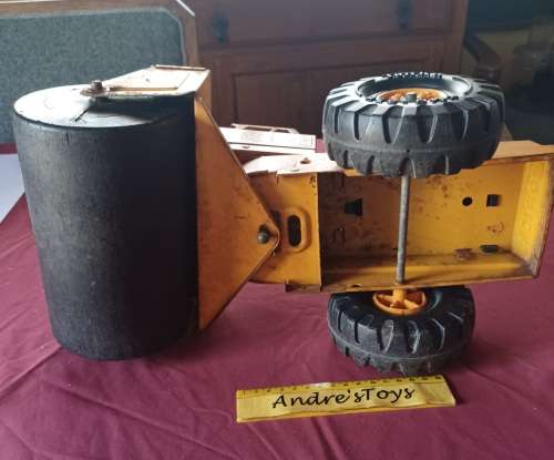 Tonka Vintage Mighty Tonka Orange Steam Roller Pressed Steel All Original