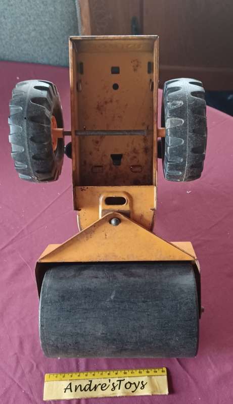 Tonka Vintage Mighty Tonka Orange Steam Roller Pressed Steel All Original