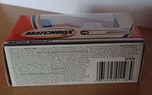 Matchbox ~ Window Box ~ #38 Demolition ~ Date on box 2000