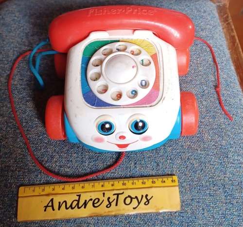 Fisher Price Mattel 1993 Pull Along Rotary Telephone Toy Classic Toddler Wheels