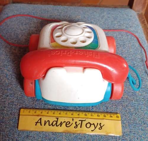 Fisher Price Mattel 1993 Pull Along Rotary Telephone Toy Classic Toddler Wheels
