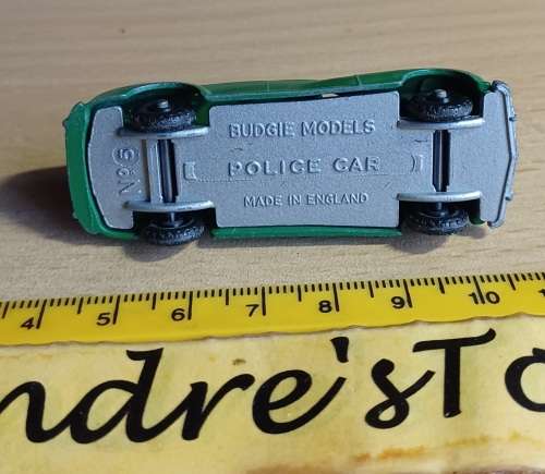 Vintage Budgie Toys ~ NO.5 Police Car ~ Green ~ loose