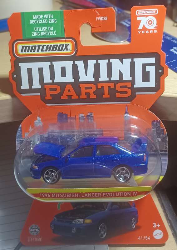 2023 Matchbox ~ Moving Parts ~41/54 1996 Mitsubishi Lancer Evolution IV ~ Mint on card