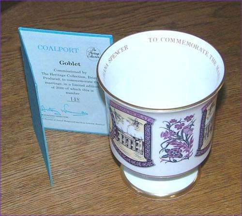 Coalport Goblet ~ Price cCharles & Lady Dina No148 of 2000 ~ with certification certificate