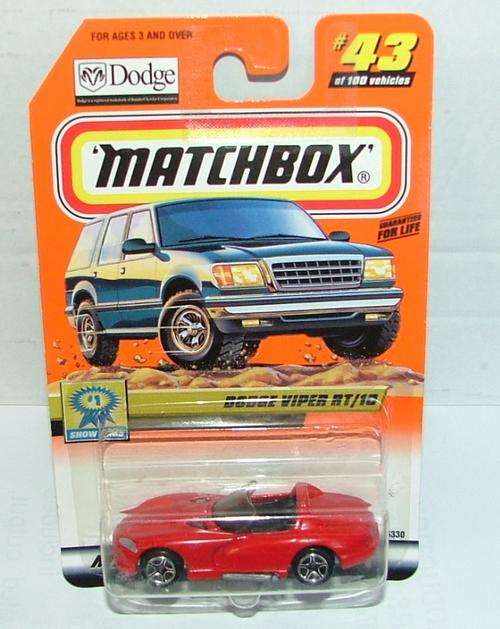 Matchbox ~ 1999 - No43 of 100 ~ DODGE VIPER RT/10 ~  Mint on Long card