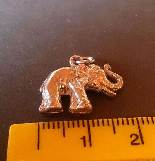 Vintage STERLING SILVER CHARM FOR BRACELET ~ Elephant