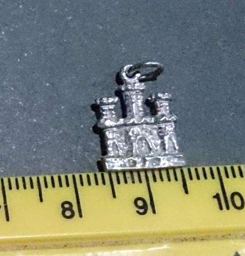 Vintage STERLING SILVER CHARM FOR BRACELET ~ Castle