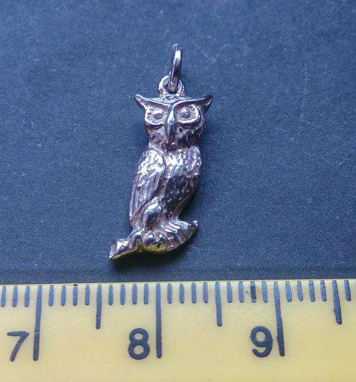 Vintage STERLING SILVER CHARM FOR BRACELET ~ Hoot Owl