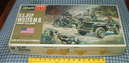 HASEGAWA 1/72 U.S. JEEP WILLYS M.B. & 37MM GUN, MB-001:150 (KIT STARTED)