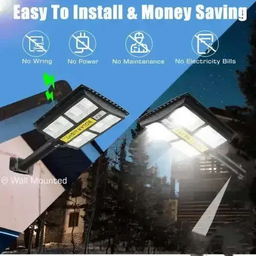 200W Outdoor Solar Street Light with Motion Sensor Telescoping Pole Flood Light