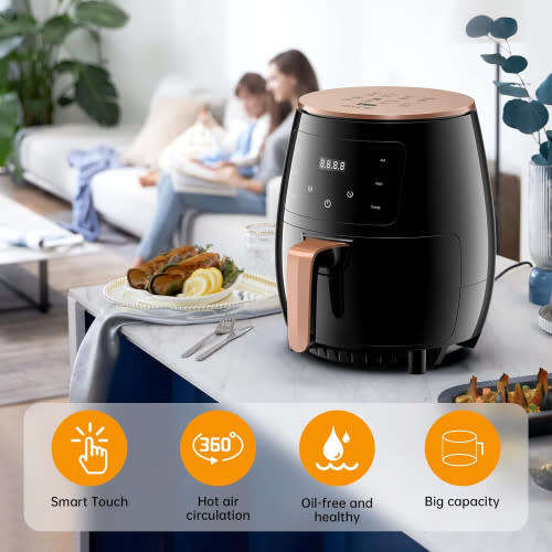 6 Liter  Electric Air Fryer with Digital Display for Baking, Roasting and Grilling