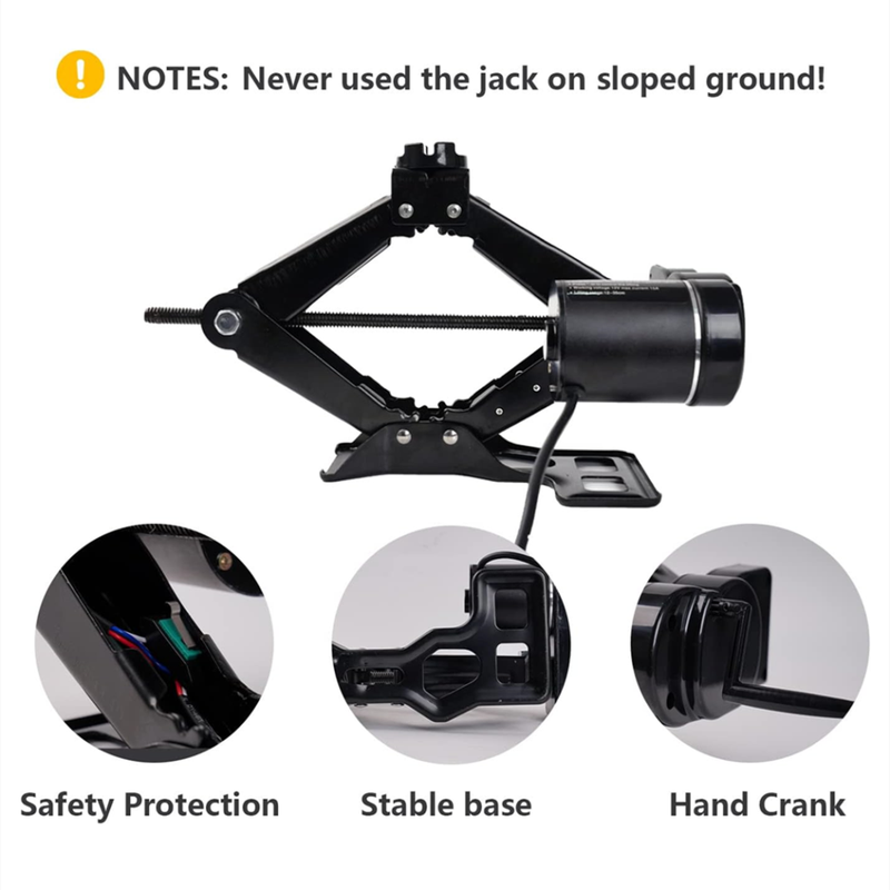 12V Car Jack Kit Floor Stand Electric Jack Lift Emergency Tire Repair Kit