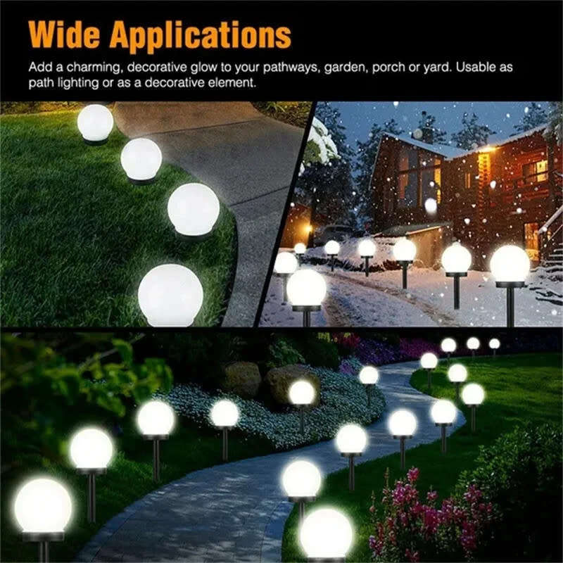 4 Pack Solar Ball Light Outdoor LED Garden Courtyard Lawn Decorative Light