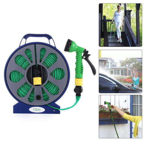 15m outdoor water pipe garden planting flat hose with multi-function nozzle