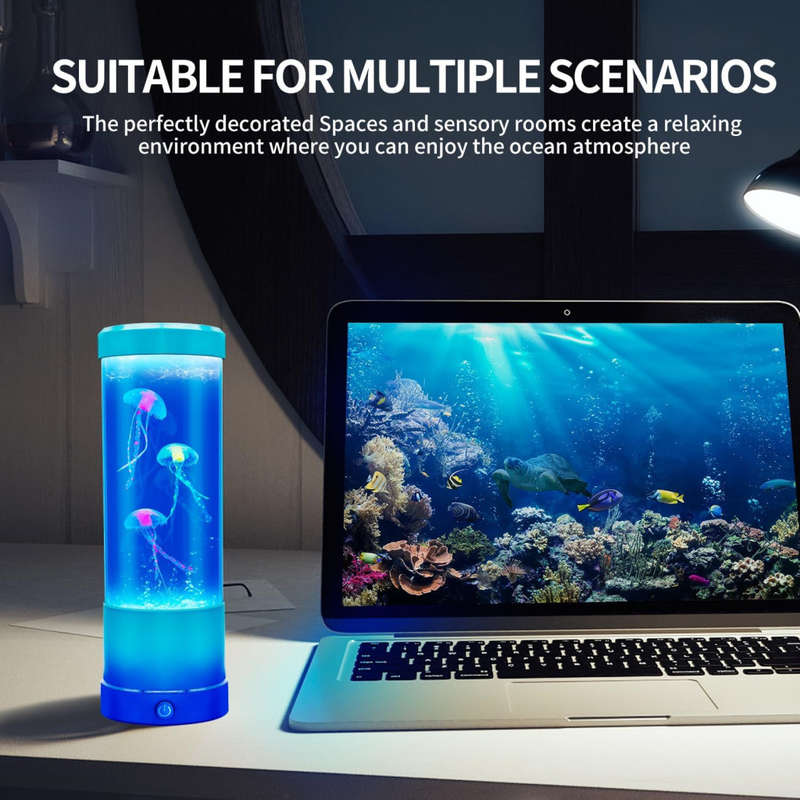 Jellyfish lamp night aquarium light soothing mood light suitable for home office desktop decoration