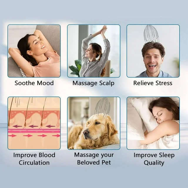 Handheld head massager for head relaxation hair stimulation and stress relief