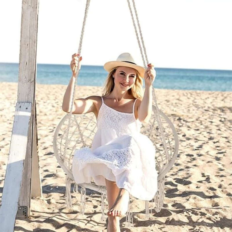 Hammock rocking chair Nordic style hanging tassel swing chair courtyard garden