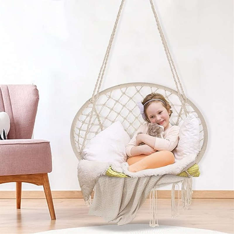 Hammock rocking chair Nordic style hanging tassel swing chair courtyard garden