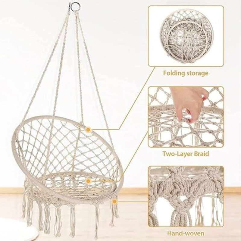 Hammock rocking chair Nordic style hanging tassel swing chair courtyard garden