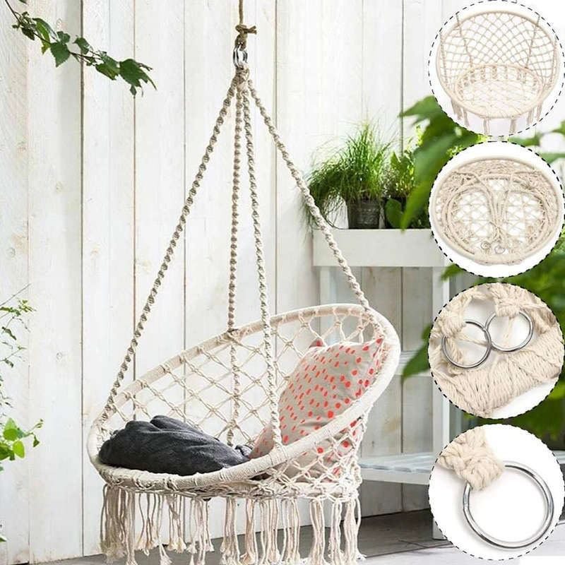 Hammock rocking chair Nordic style hanging tassel swing chair courtyard garden