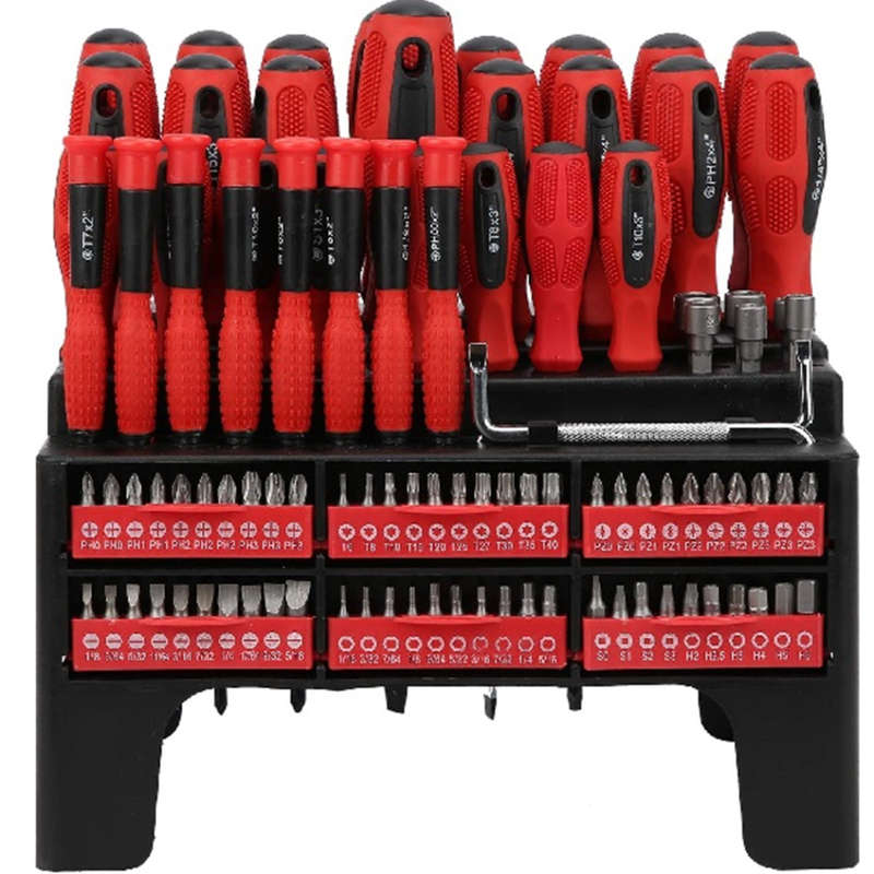 100-Piece Precision Ratchet Screwdriver Bit Set with Storage Rack
