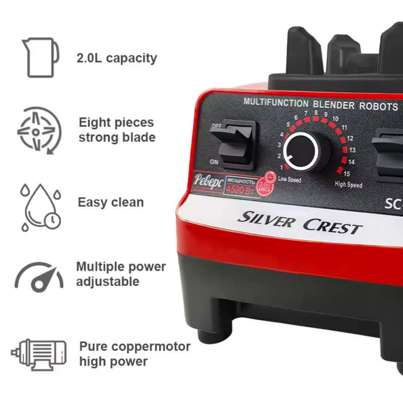 4500W Professional Blender High Power Kitchen Food Juicer Ideal for Making Smoothies and Milkshakes