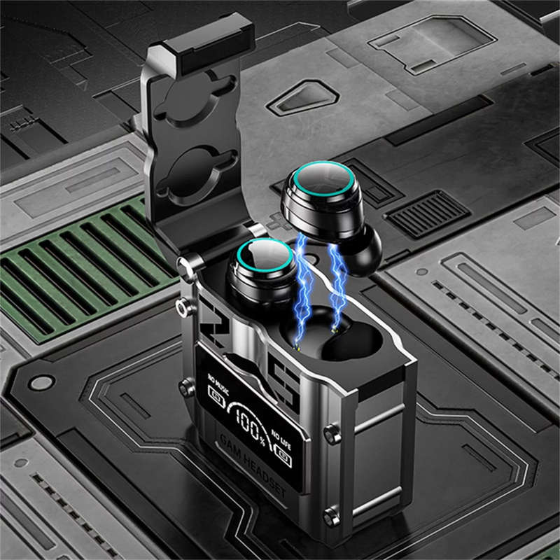 Metal Spray Paint Wireless Bluetooth Headphones Digital Display TWS Touch Control LED Headphones