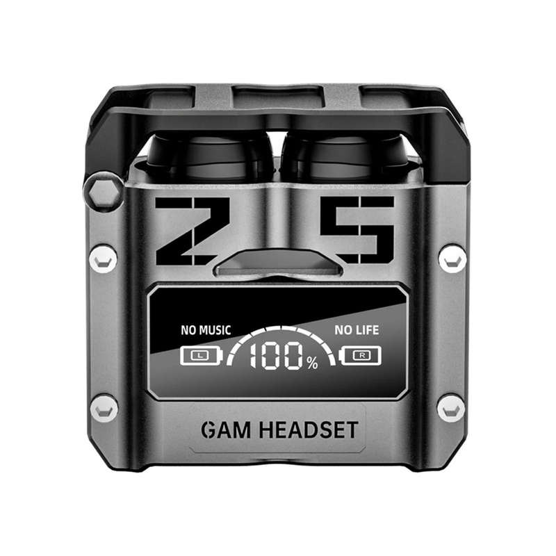 Metal Spray Paint Wireless Bluetooth Headphones Digital Display TWS Touch Control LED Headphones