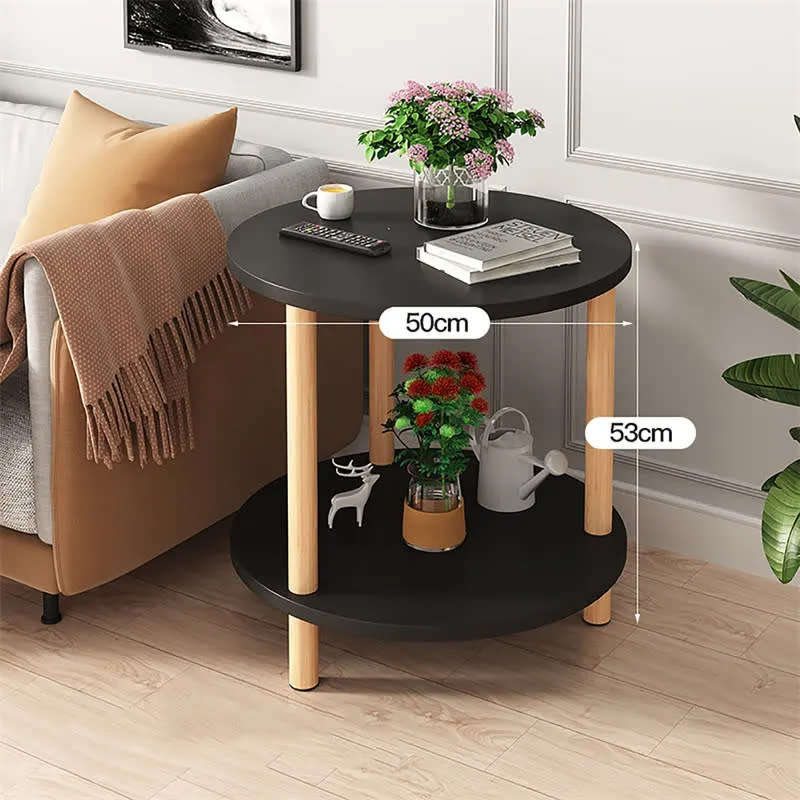 Modern simple double layer round coffee table balcony living room corner table