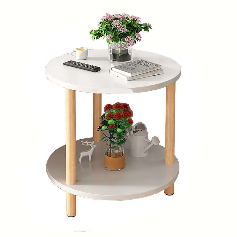 Modern simple double layer round coffee table balcony living room corner table