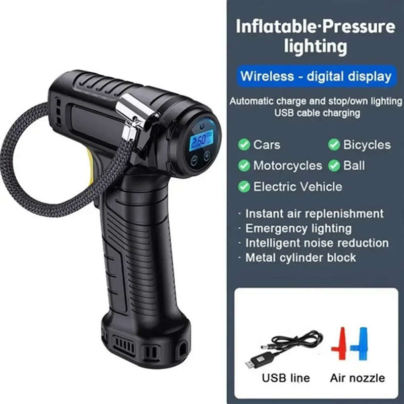 Car Tire Air Compressor Road Emergency Inflator with LED Light