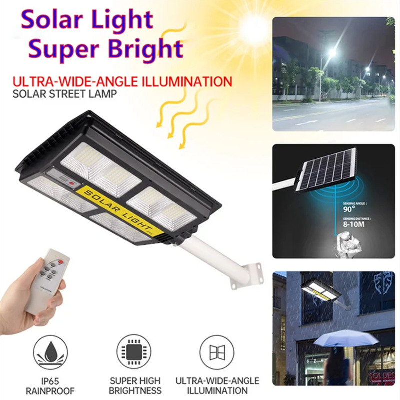 200W outdoor solar street light human body induction street light with remote control and light pole