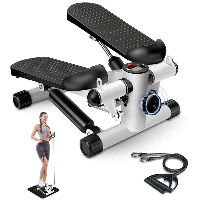 Mini Fitness Stepper with LCD Display and Resistance Bands for Home Fitness