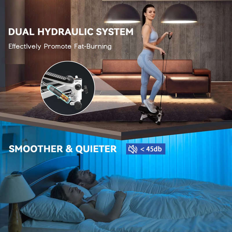 Mini Fitness Stepper with LCD Display and Resistance Bands for Home Fitness