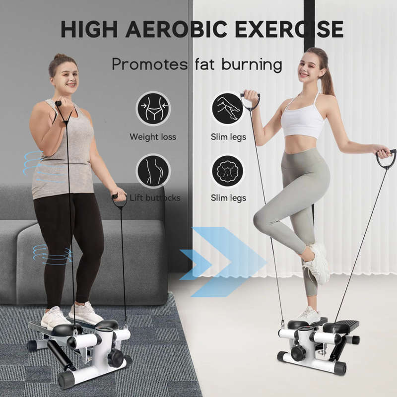 Mini Fitness Stepper with LCD Display and Resistance Bands for Home Fitness