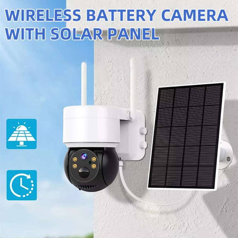 Outdoor solar surveillance camera PIR detection waterproof home wifi PTZ night vision camera