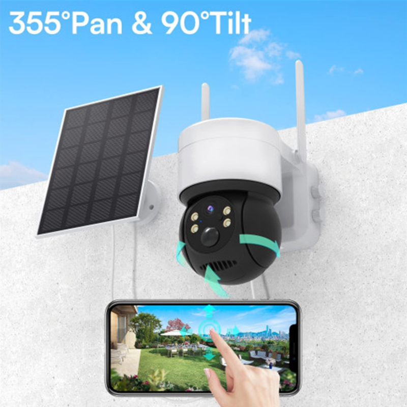 Outdoor solar surveillance camera PIR detection waterproof home wifi PTZ night vision camera