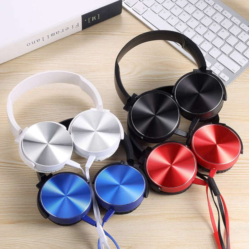 Extra bass wired headphones adjustable stereo headphones