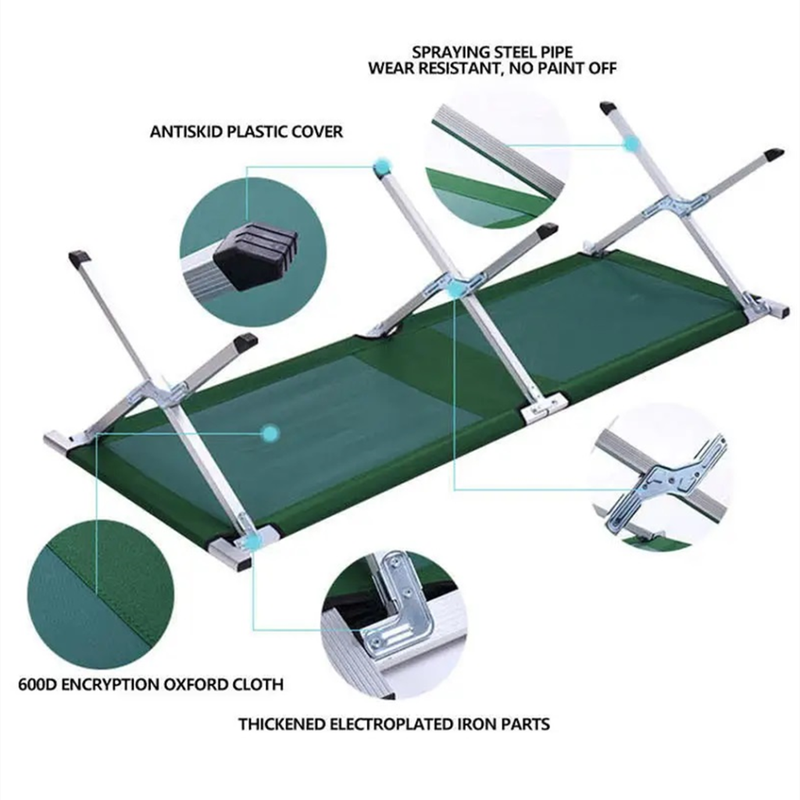 Aluminum Folding Camping Bed Outdoor Portable Military Bed Hiking Belt Bag Outdoor Furniture